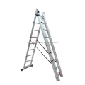 3 sections Aluminium Step Foldable Extension Ladders with EN131